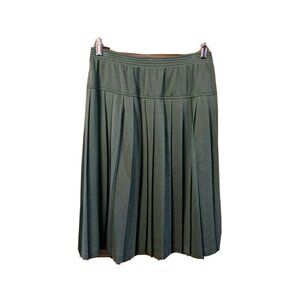 Cathy Daniels Size L Large Pleated Skirt Green Army Knit Stretchy